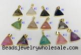 NGP9603 20*20mm faceted triangle plated druzy agate pendants