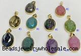 NGP9607 17*22mm faceted oval plated druzy agate pendants