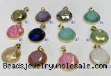 NGP9612 20mm faceted coin plated druzy agate pendants