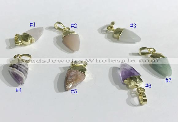 NGP9723 9*15mm arrowhead-shaped  mixed gemstone pendants wholesale