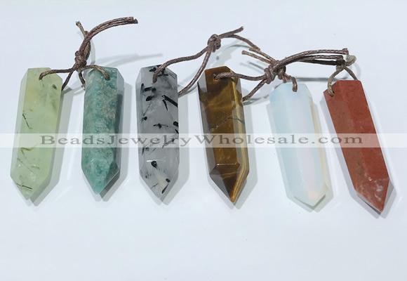 NGP9766 12*40mm-15*55mm sticks mixed gemstone pendants