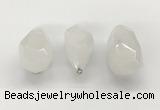 NGP9800 22*35mm - 25*40mm faceted nuggets white jade pendants