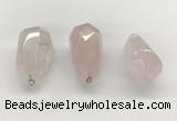 NGP9819 22*35mm - 25*40mm faceted nuggets rose quartz pendants