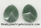 NGP9833 32*42mm - 35*45mm faceted nuggets green aventurine jade pendants