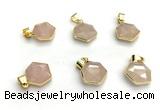 NGP9874 16mm faceted hexagon rose quartz pendant