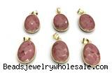 NGP9877 17*22mm faceted oval pink wooden jasper pendant