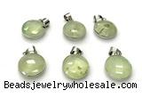 NGP9892 16mm faceted coin prehnite pendant