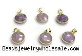 NGP9897 16mm faceted coin amethyst pendant