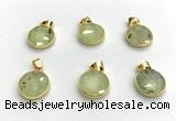 NGP9899 16mm faceted coin prehnite pendant