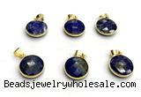 NGP9902 16mm faceted coin lapis lazuli pendant