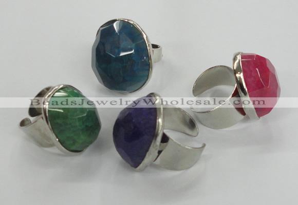 NGR05 18*25mm - 22*28mm faceted nuggets agate gemstone rings