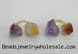 NGR102 13*18mm - 15*20mm faceted nuggets amethyst & citrine rings