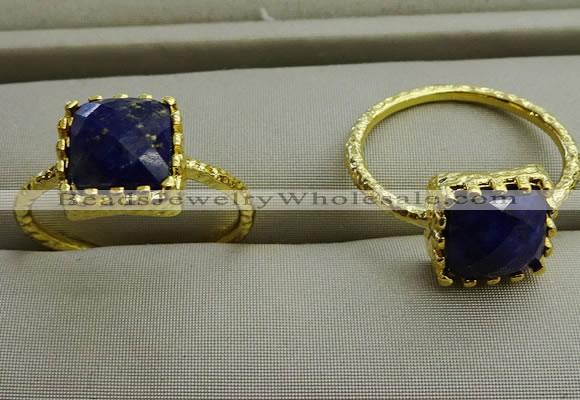 NGR1075 8*8mm square lapis lazuli gemstone rings wholesale