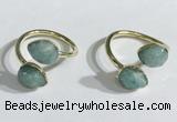 NGR1094 8*10mm faceted flat droplet amazonite rings wholesale