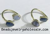 NGR1095 8*10mm faceted flat droplet kyanite & blue lace agate rings wholesale