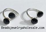 NGR1097 8mm faceted coin  black agate gemstone rings wholesale