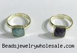 NGR1104 10mm faceted square  mixed gemstone rings wholesale