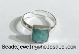 NGR1105 10mm faceted square  amazonite gemstone rings wholesale