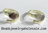 NGR1106 8*10mm faceted flat droplet  mixed gemstone rings wholesale