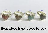 NGR1107 13mm faceted heart  mixed gemstone rings wholesale