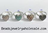 NGR1108 13mm faceted heart  mixed gemstone rings wholesale