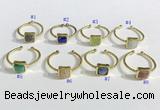 NGR1113 8mm square  mixed gemstone rings wholesale