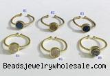 NGR1114 8mm coin  druzy agate gemstone rings wholesale