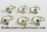 NGR1115 6mm coin  mixed gemstone rings wholesale