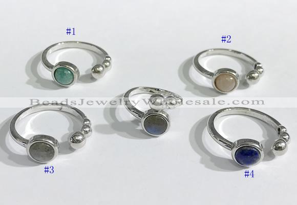 NGR1117 8mm coin  mixed gemstone rings wholesale