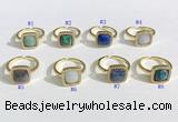 NGR1132 12mm square mixed gemstone gemstone rings wholesale