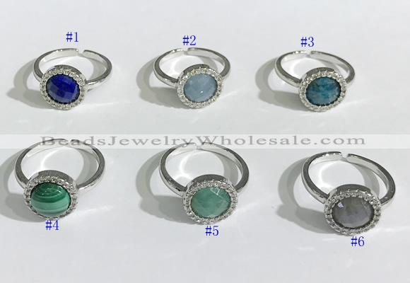 NGR1133 11mm flat round mixed gemstone gemstone rings wholesale