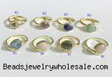 NGR1143 8*10mm faceted flat droplet mixed gemstone rings wholesale