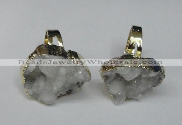 NGR129 18*25mm - 20*25mm freeform plated druzy quartz rings