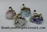 NGR133 18*25mm - 20*25mm freeform plated druzy quartz rings