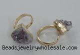 NGR135 15*20mm - 18*25mm freeform plated druzy amethyst rings