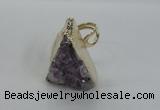 NGR137 25*30mm triangle plated druzy amethyst rings wholesale