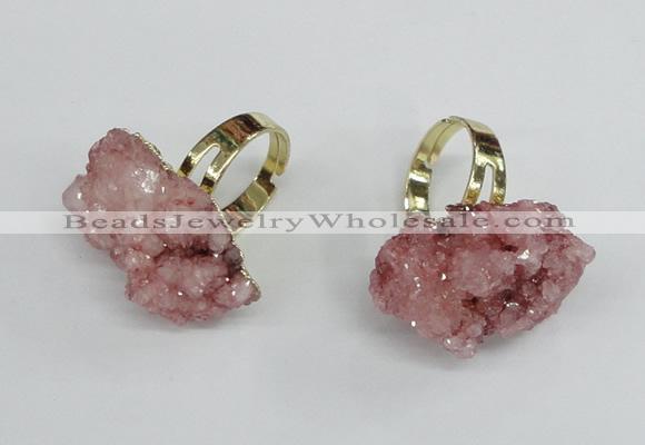 NGR16 18*25mm - 25*30mm nuggets plated druzy quartz rings