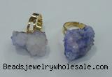 NGR18 18*25mm - 25*30mm nuggets plated druzy quartz rings