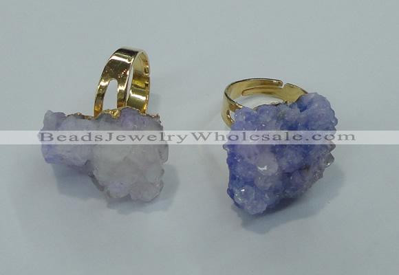 NGR18 18*25mm - 25*30mm nuggets plated druzy quartz rings