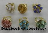 NGR181 25*30mm druzy agate gemstone rings wholesale