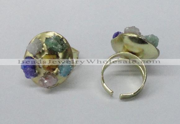 NGR183 25*30mm druzy agate gemstone rings wholesale