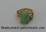 NGR2008 10*15mm faceted oval green aventurine gemstone rings