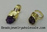 NGR2121 12*16mm - 15*18mm freeform druzy amethyst gemstone rings