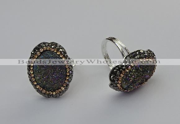 NGR2132 22*28mm - 22*30mm flower plated druzy agate rings