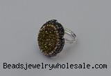 NGR2135 22*28mm - 22*30mm flower plated druzy agate rings