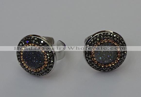 NGR2138 20mm - 22mm coin plated druzy agate rings wholesale