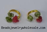 NGR214 5*8mm - 6*10mm freeform druzy agate & peridot rings wholesale