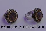 NGR2141 20mm - 22mm coin plated druzy agate gemstone rings