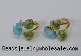 NGR215 5*8mm - 6*10mm freeform druzy agate & peridot rings wholesale