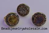 NGR2150 20mm - 22mm coin plated druzy agate gemstone rings